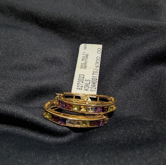 Multi colored gems with 18k gold on SS - Picture 3 of 3